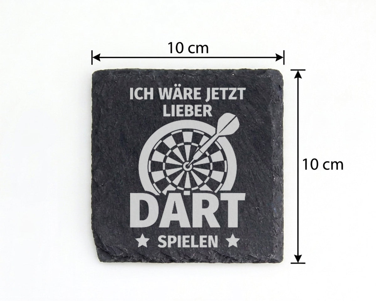 Schiefer Untersetzer Dartscheibe Ich Wäre Jetzt Lieber Spielen - Gesch – Bild 4