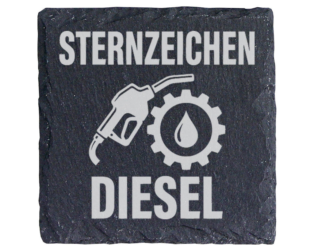 Schiefer Untersetzer Sternzeichen Diesel - Lustiges Geschenk für Autof – Bild 1