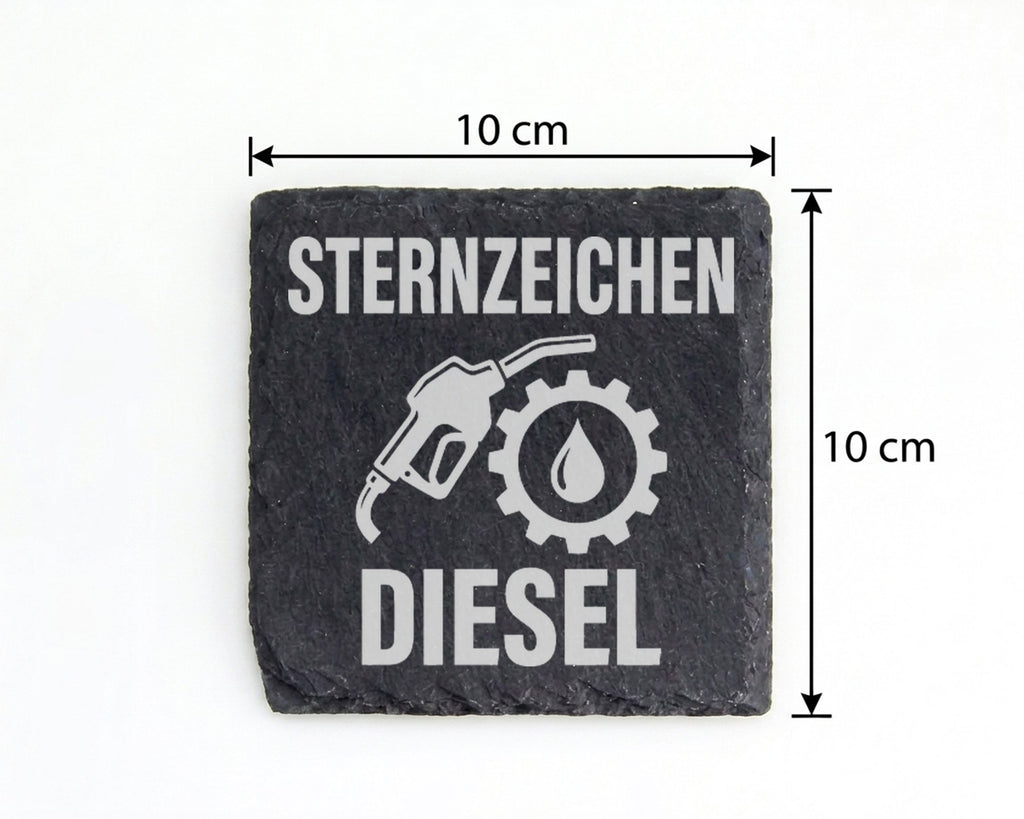 Schiefer Untersetzer Sternzeichen Diesel - Lustiges Geschenk für Autof – Bild 4