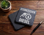 Schiefer Untersetzer Sternzeichen Diesel - Lustiges Geschenk für Autof – Bild 5