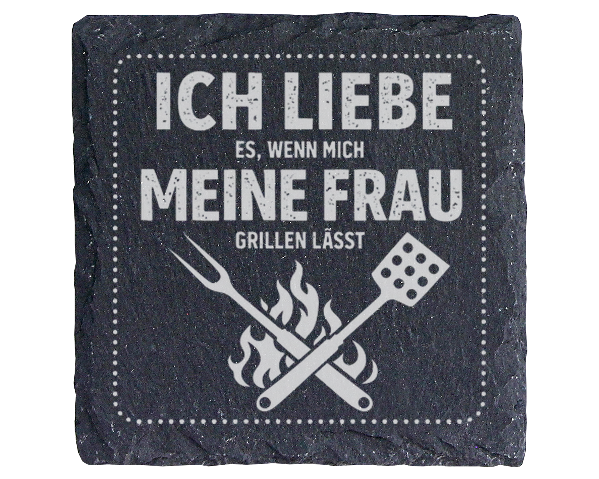 Schiefertafel Untersetzer Geschenk Ehemann Grillen Spruch für Grillmei – Bild 1