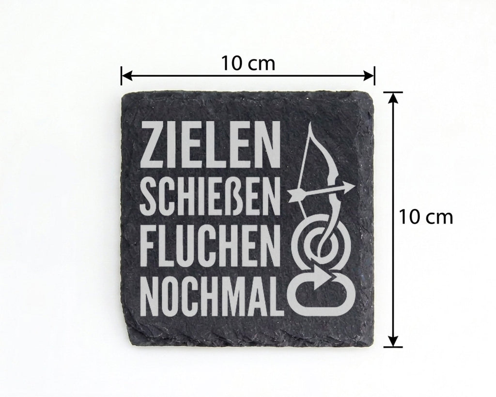 Schiefer Untersetzer Zielen Schießen Fluchen Nochmal - Lustiges Gesche – Bild 4