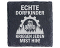 Schiefer Untersetzer Traktor Echte Dorfkinder Spruch - Geschenk für La – Bild 1