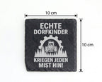 Schiefer Untersetzer Traktor Echte Dorfkinder Spruch - Geschenk für La – Bild 4