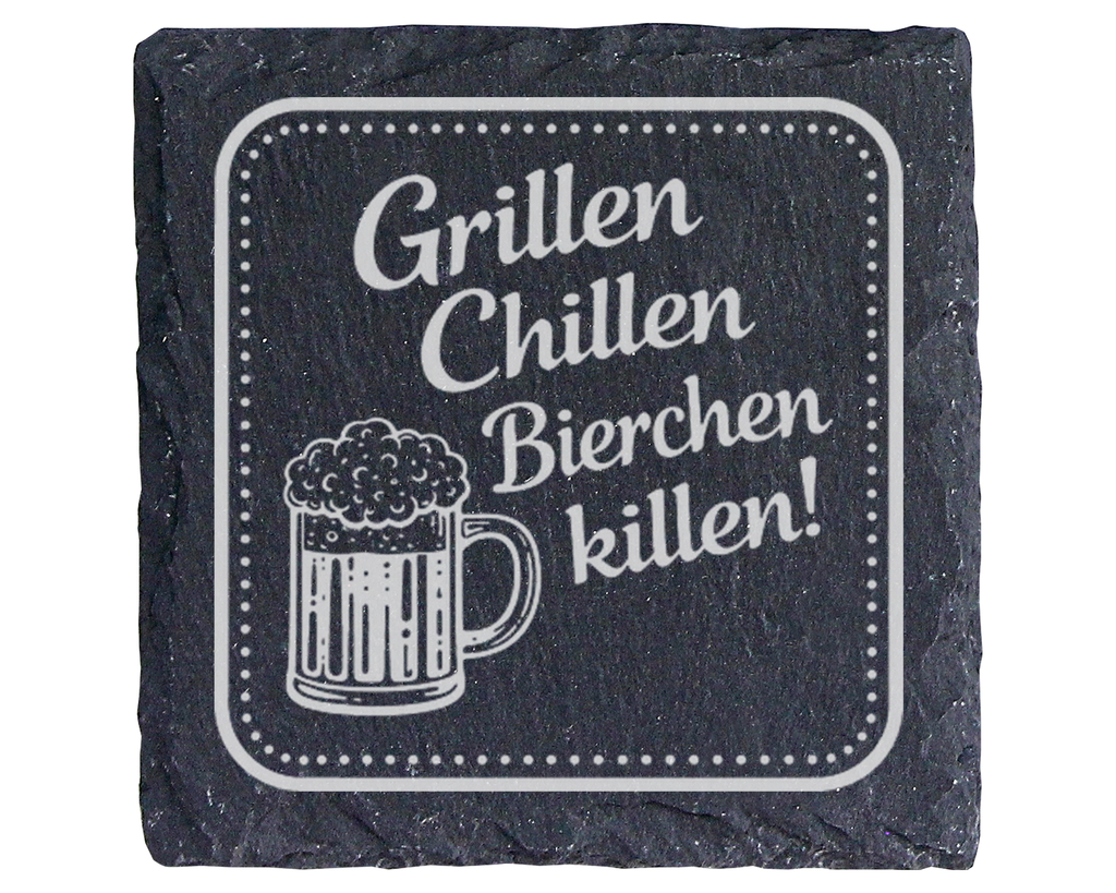 Schiefertafel Untersetzer Grillen Chillen Bierchen killen Grillparty G – Bild 1
