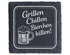 Schiefertafel Untersetzer Grillen Chillen Bierchen killen Grillparty G – Bild 1