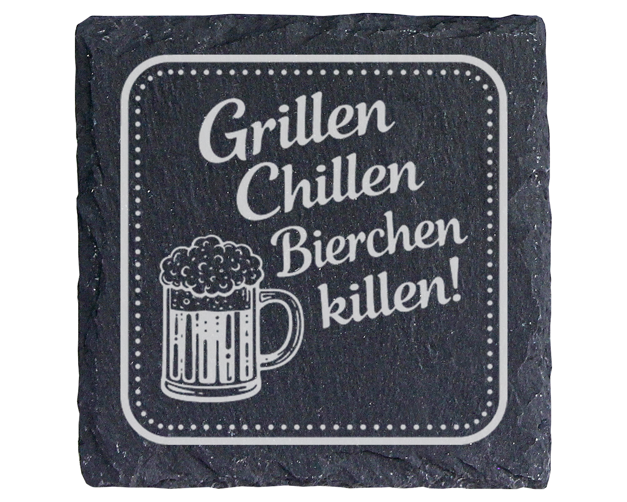 Schiefertafel Untersetzer Grillen Chillen Bierchen killen Grillparty G – Bild 1