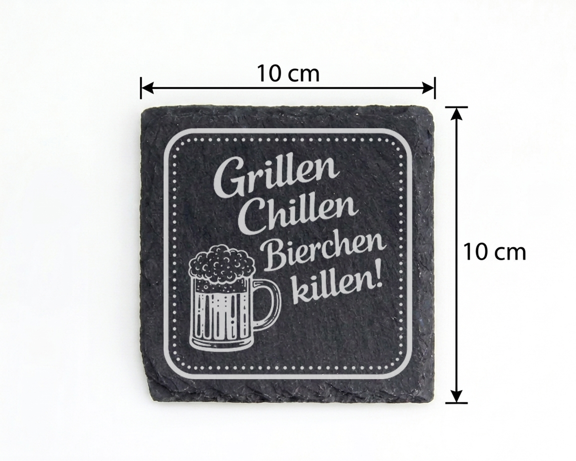 Schiefertafel Untersetzer Grillen Chillen Bierchen killen Grillparty G – Bild 4