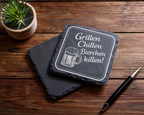 Schiefertafel Untersetzer Grillen Chillen Bierchen killen Grillparty G – Bild 5
