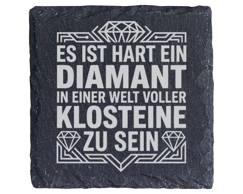 Schiefer Untersetzer Diamant In Einer Welt Voller Klosteine - Lustiges – Bild 1