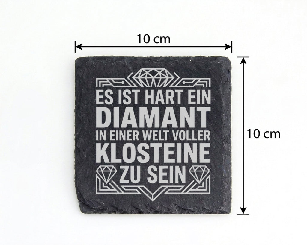 Schiefer Untersetzer Diamant In Einer Welt Voller Klosteine - Lustiges – Bild 4
