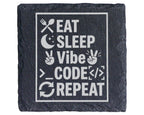 Schiefer Untersetzer Eat Sleep Vibe Code Repeat - Geschenk für Program – Bild 1