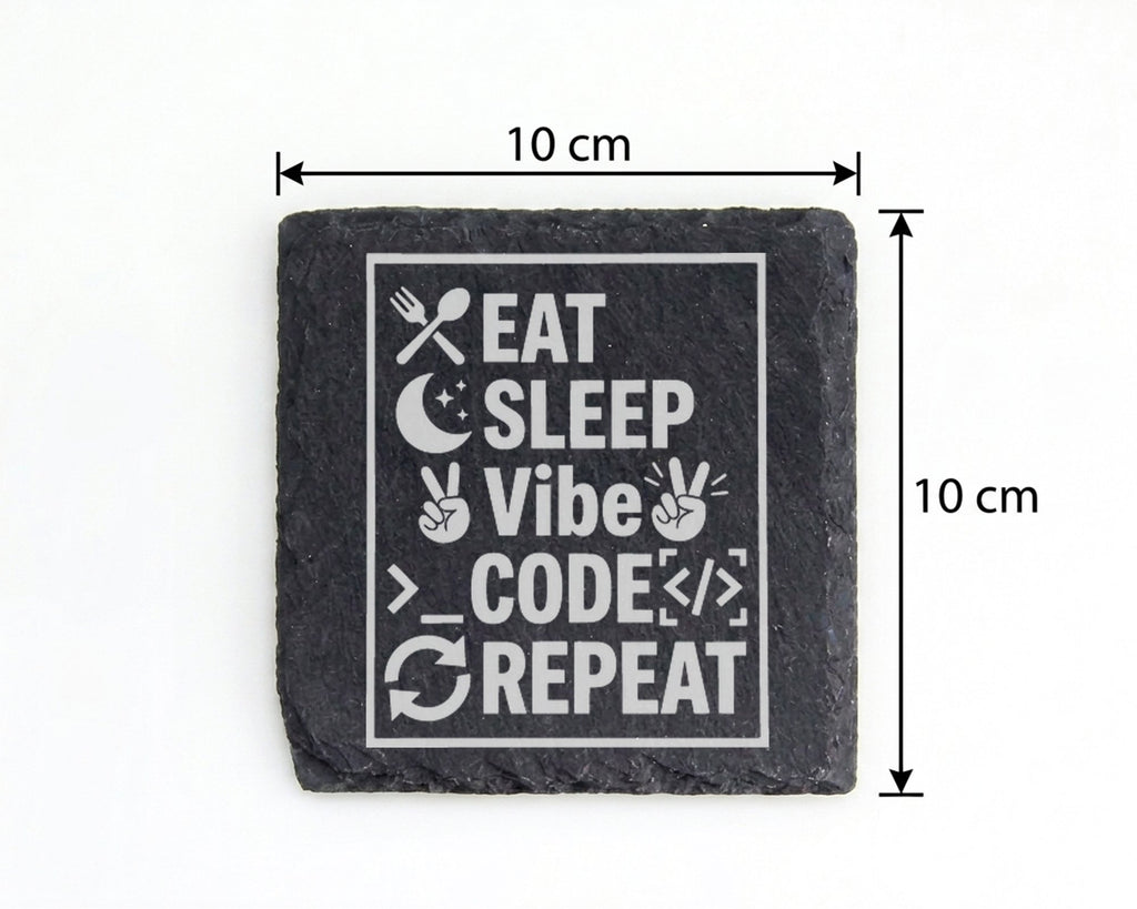Schiefer Untersetzer Eat Sleep Vibe Code Repeat - Geschenk für Program – Bild 4