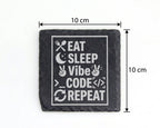 Schiefer Untersetzer Eat Sleep Vibe Code Repeat - Geschenk für Program – Bild 4