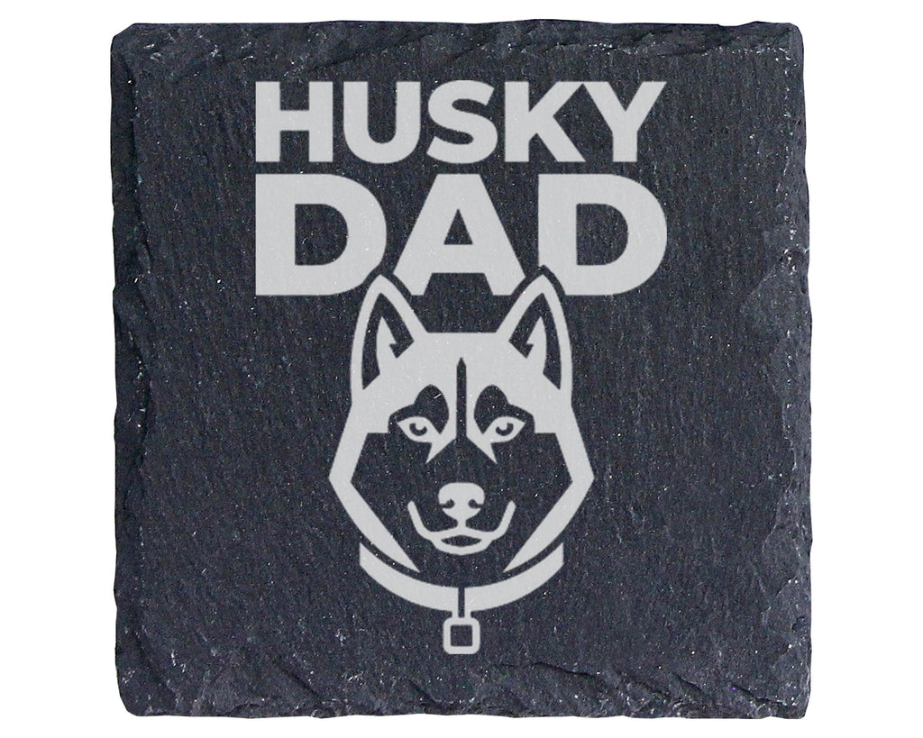 Schiefer Untersetzer Husky Dad - Geschenk für Papa Herrchen - Hundebes – Bild 1
