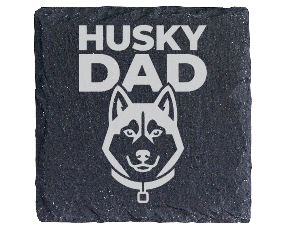 Schiefer Untersetzer Husky Dad - Geschenk für Papa Herrchen - Hundebes – Bild 1