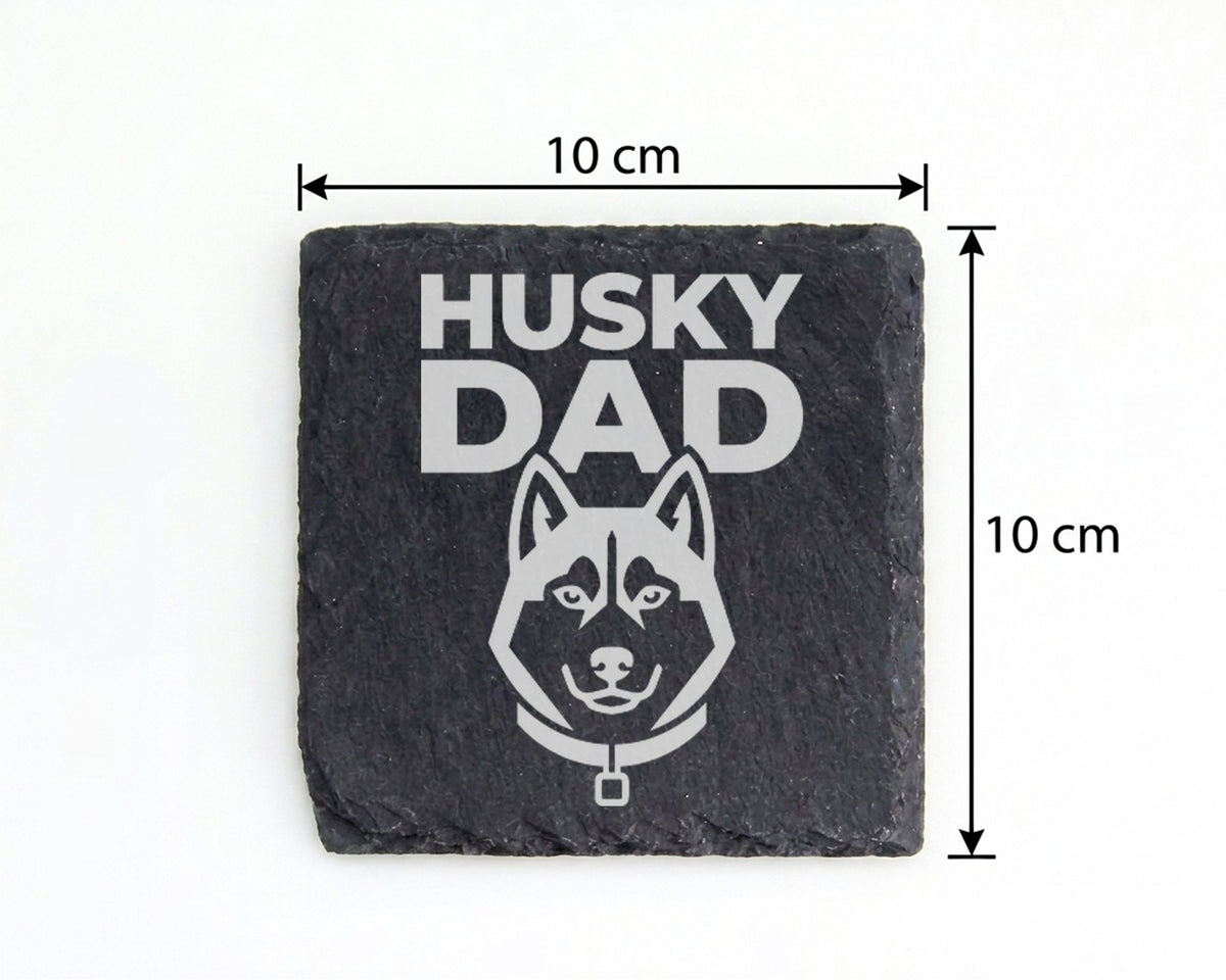 Schiefer Untersetzer Husky Dad - Geschenk für Papa Herrchen - Hundebes – Bild 4