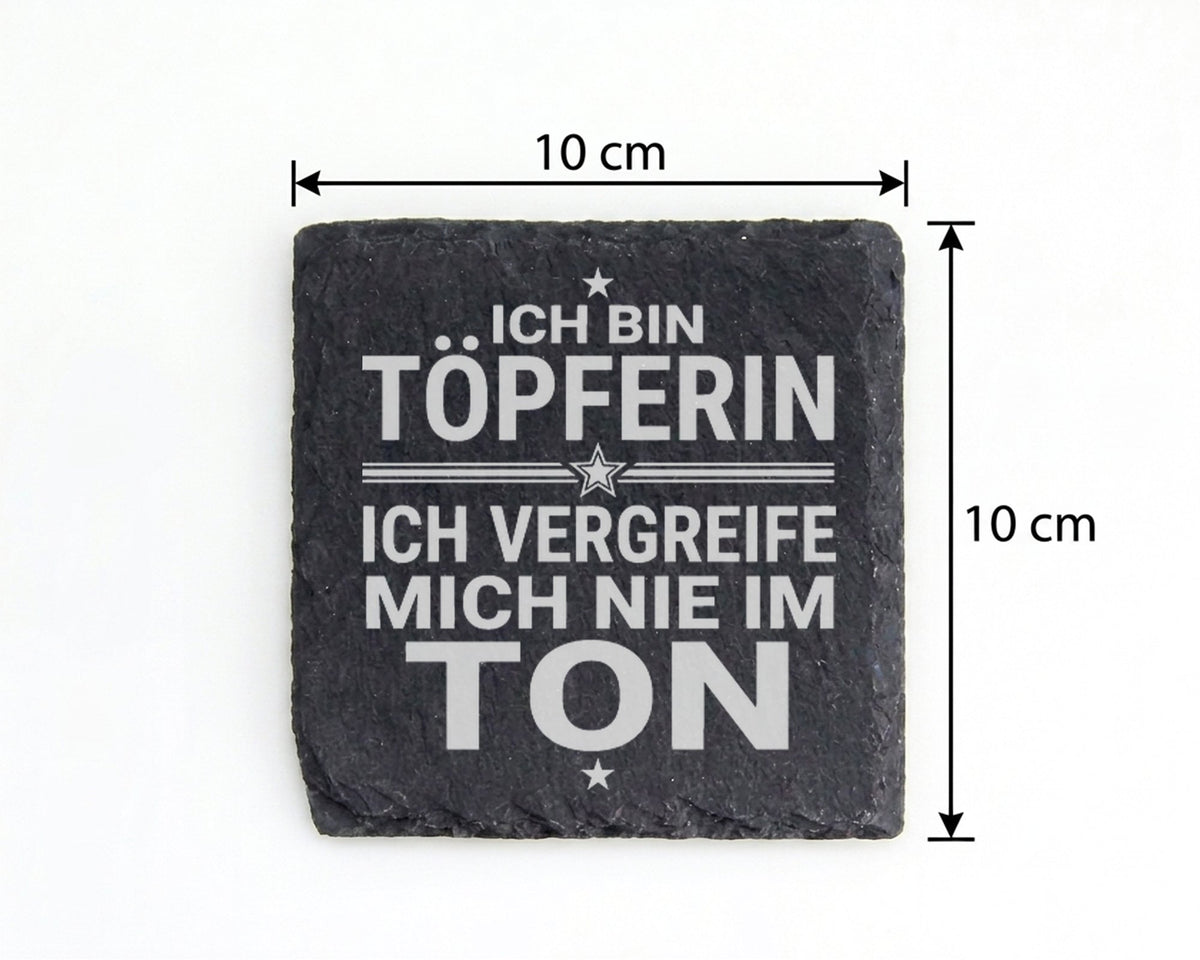 Schiefer Untersetzer Töpferin Vergreife Mich Nie Im Ton - Geschenk für – Bild 4