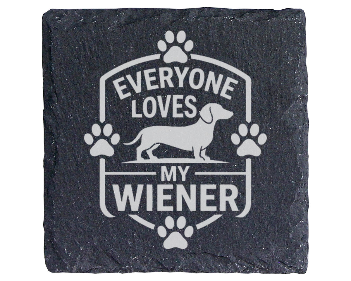 Schiefer Untersetzer Dackel Everyone Loves My Wiener - Lustiges Gesche – Bild 1