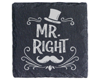 Schiefertafel Untersetzer Mr. Right Geschenk für Ehemann Hochzeit Jahr – Bild 1