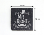 Schiefertafel Untersetzer Mr. Right Geschenk für Ehemann Hochzeit Jahr – Bild 4