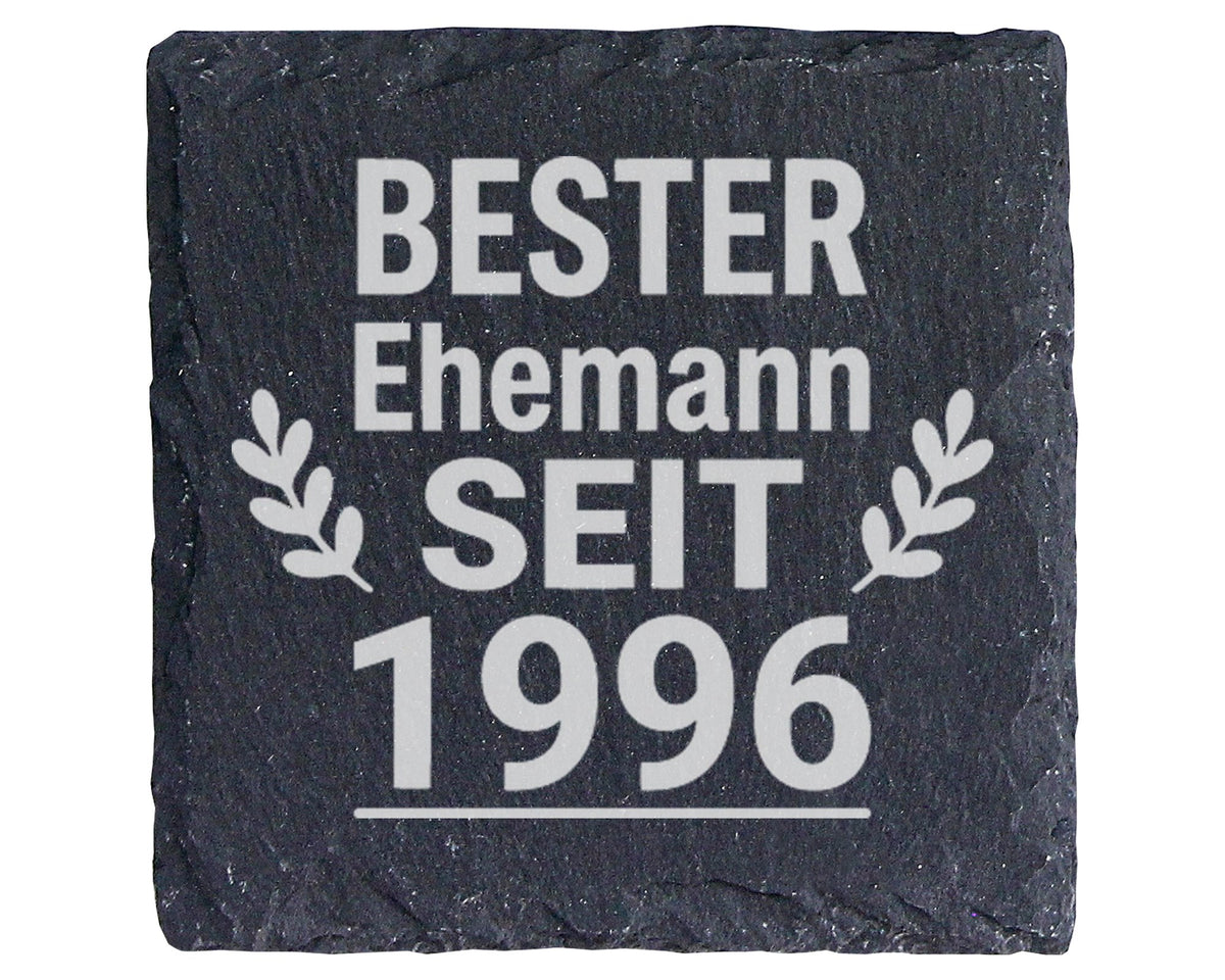 Schiefer Untersetzer Bester Ehemann Seit Wunschjahr Personalisiert - G – Bild 1