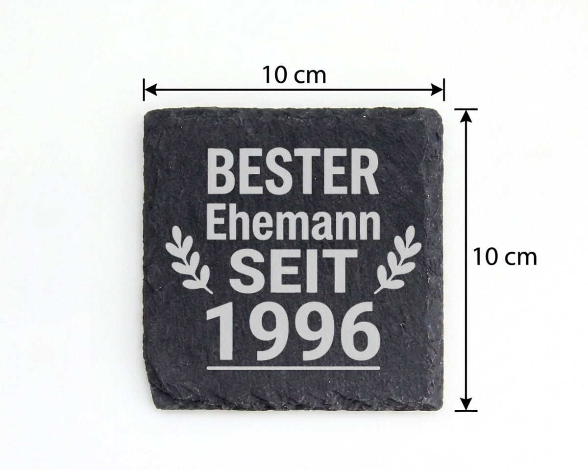 Schiefer Untersetzer Bester Ehemann Seit Wunschjahr Personalisiert - G – Bild 4