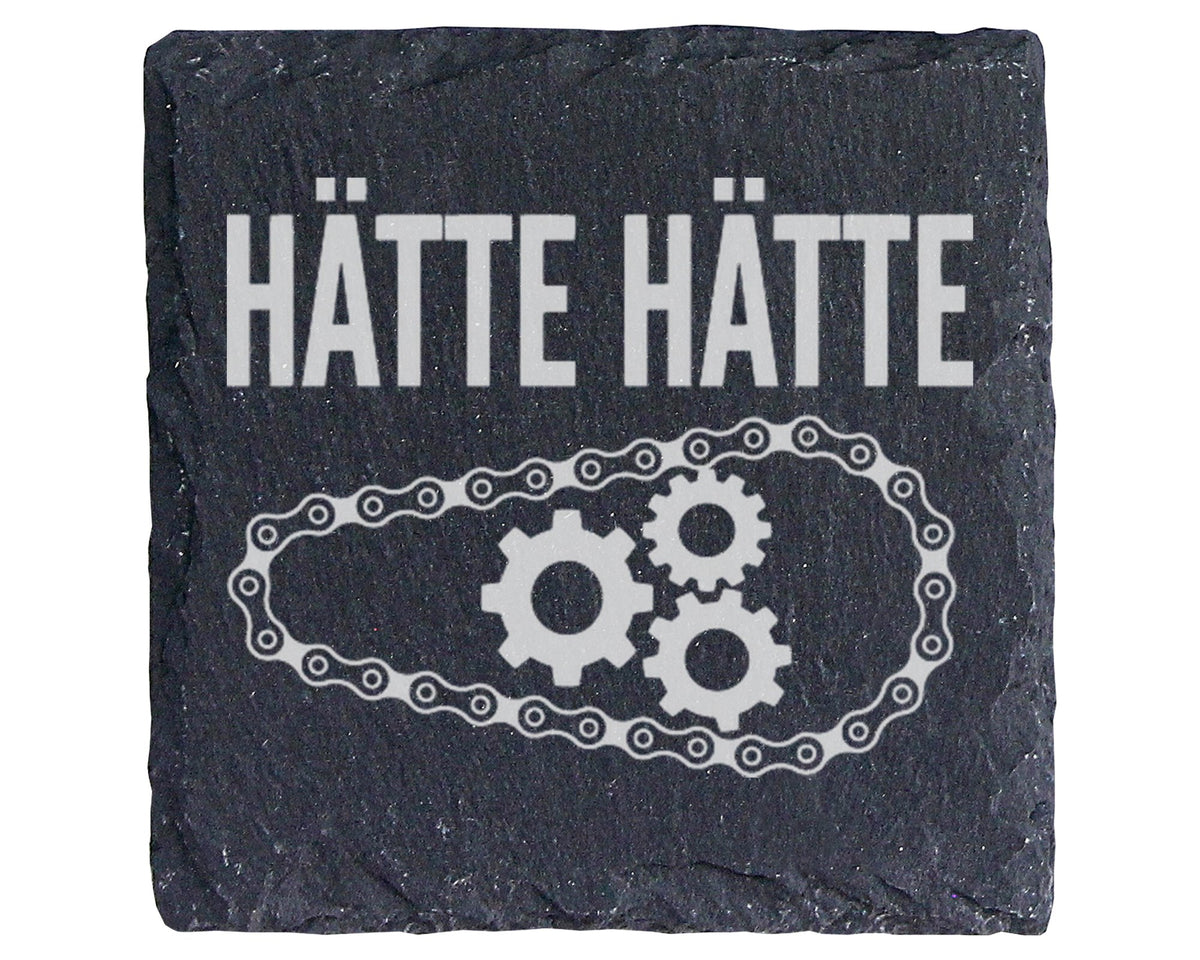Schiefer Untersetzer Hätte Fahrradkette Spruch - Lustiges Geschenk für – Bild 1