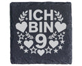 Schiefer Untersetzer Ich Bin 9 mit Herz Stern - Geschenk für Mädchen J – Bild 1
