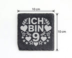 Schiefer Untersetzer Ich Bin 9 mit Herz Stern - Geschenk für Mädchen J – Bild 4