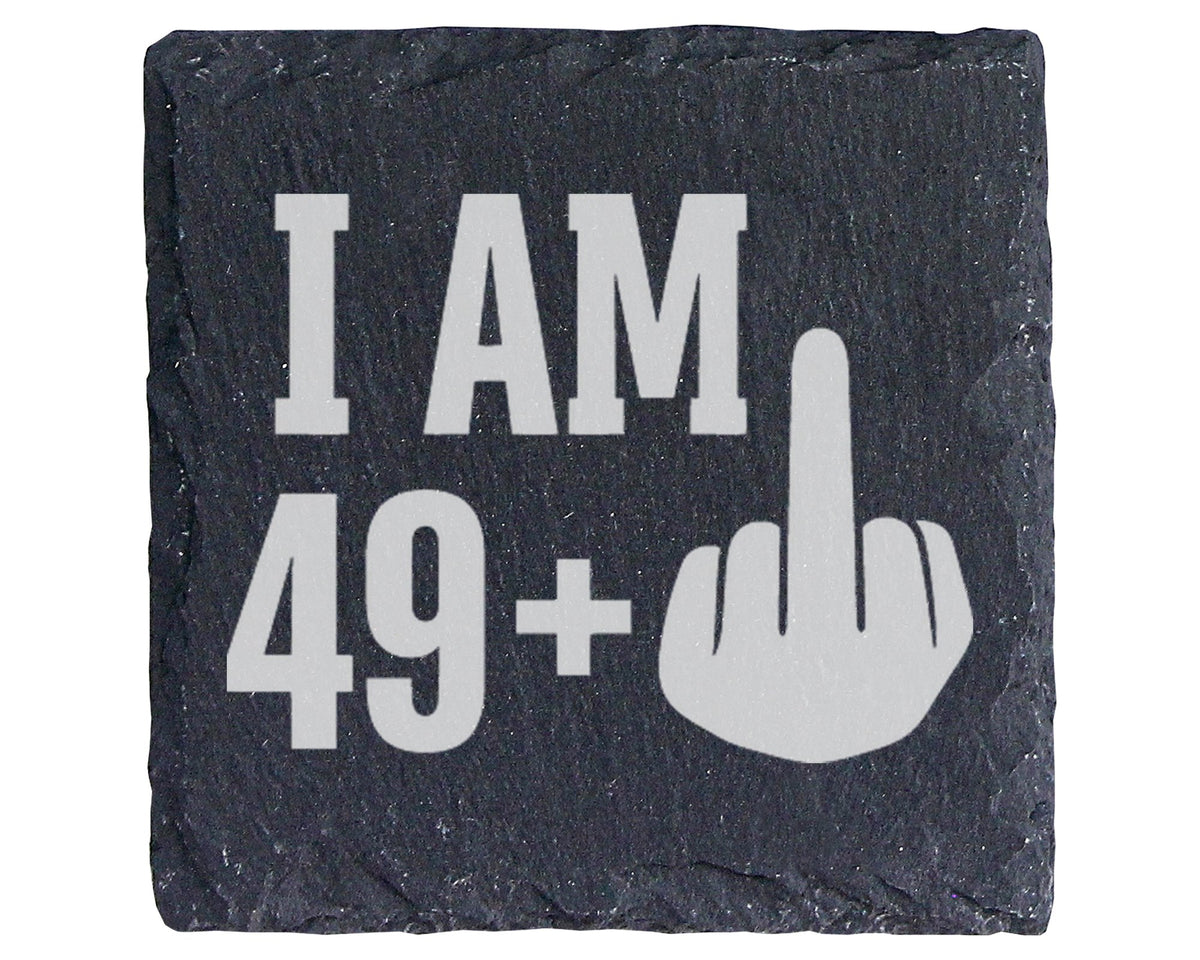 Schiefer Untersetzer I Am 49 Plus Mittelfinger - Lustiges Geschenk Zum – Bild 1