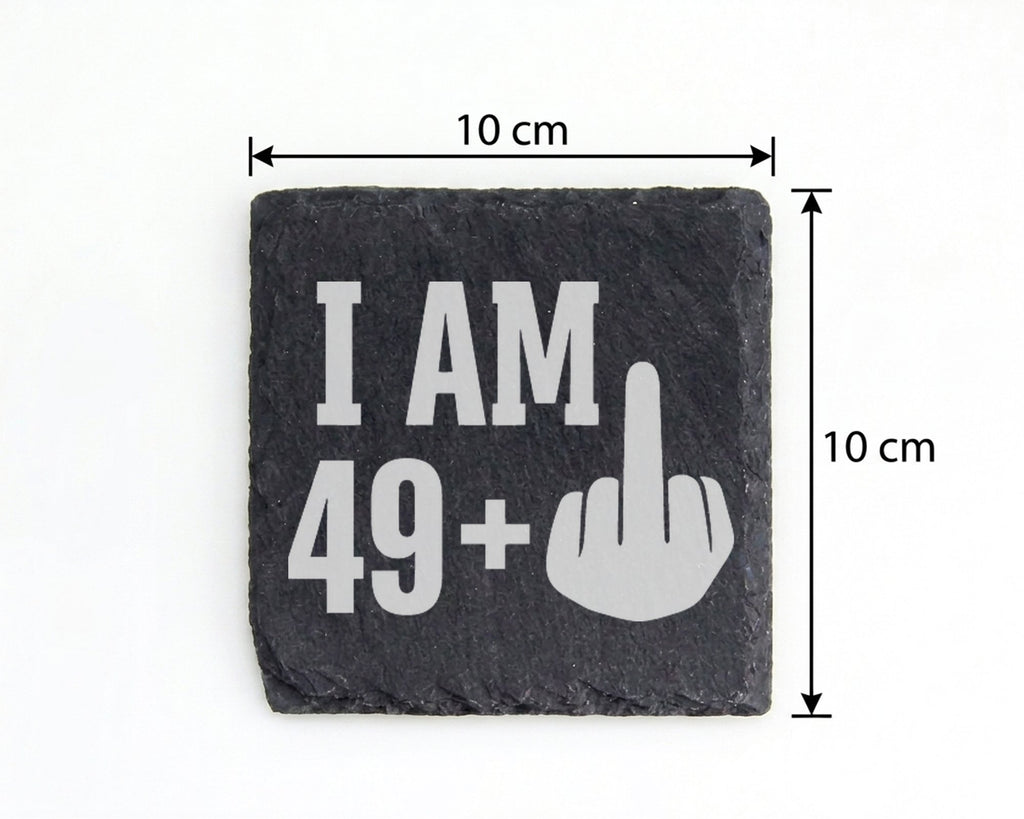 Schiefer Untersetzer I Am 49 Plus Mittelfinger - Lustiges Geschenk Zum – Bild 4