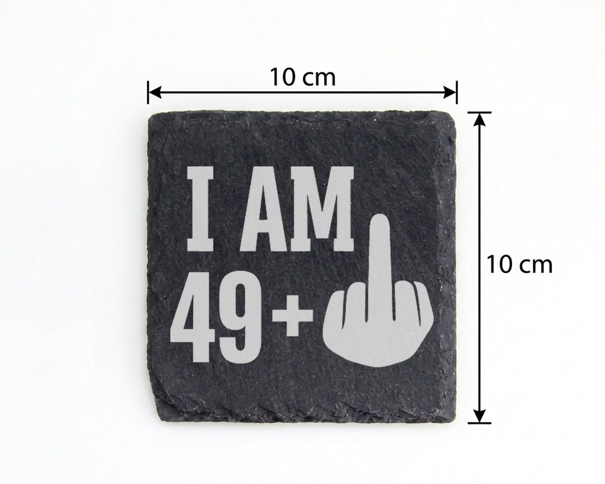 Schiefer Untersetzer I Am 49 Plus Mittelfinger - Lustiges Geschenk Zum – Bild 4