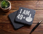 Schiefer Untersetzer I Am 49 Plus Mittelfinger - Lustiges Geschenk Zum – Bild 5