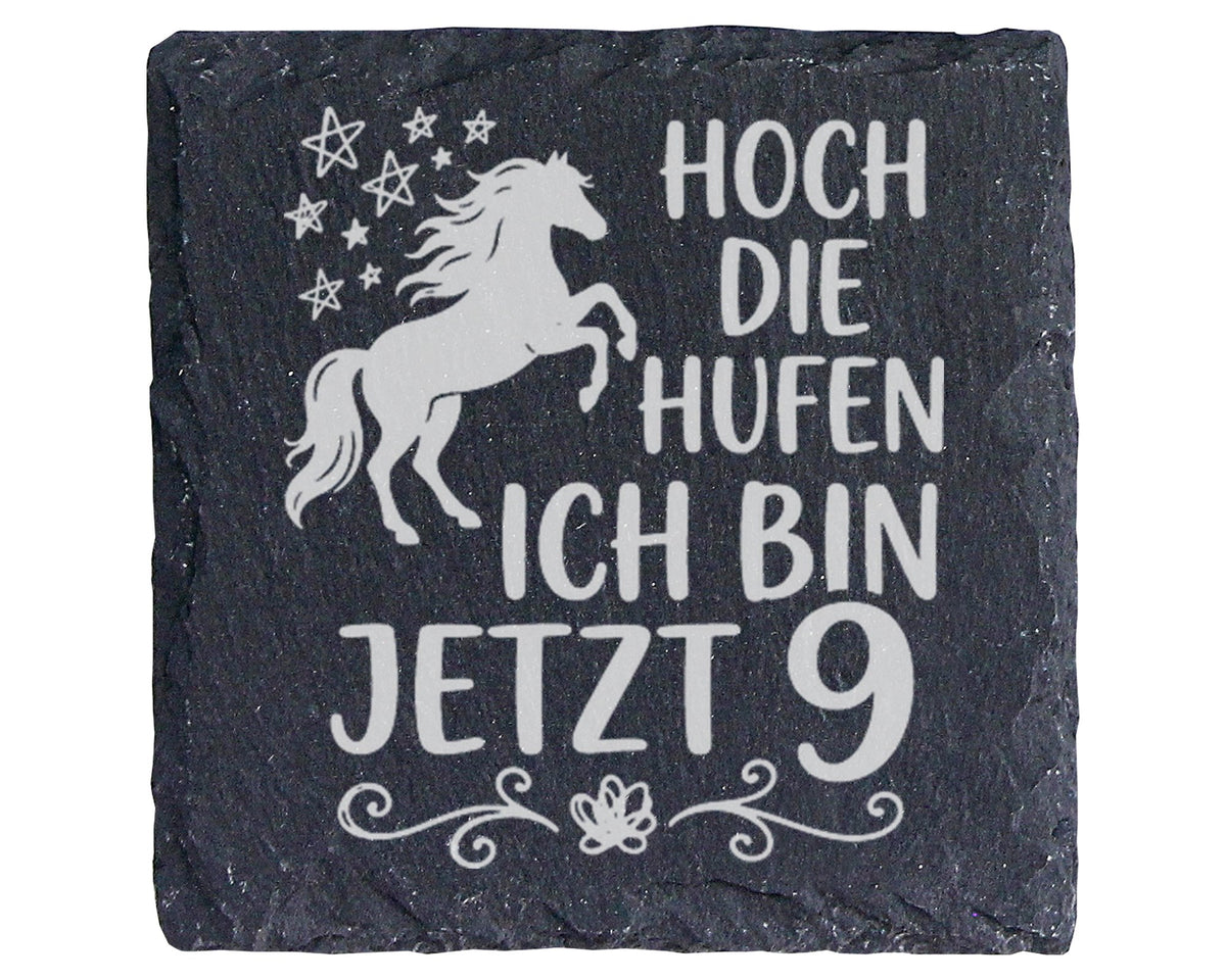 Schiefer Untersetzer Pferd Hoch Die Hufen Ich Bin Jetzt 9 - Geschenk f – Bild 1