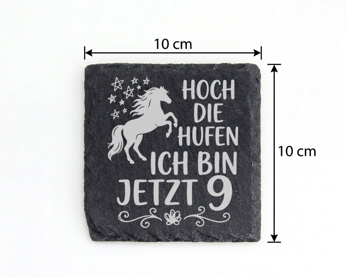 Schiefer Untersetzer Pferd Hoch Die Hufen Ich Bin Jetzt 9 - Geschenk f – Bild 4