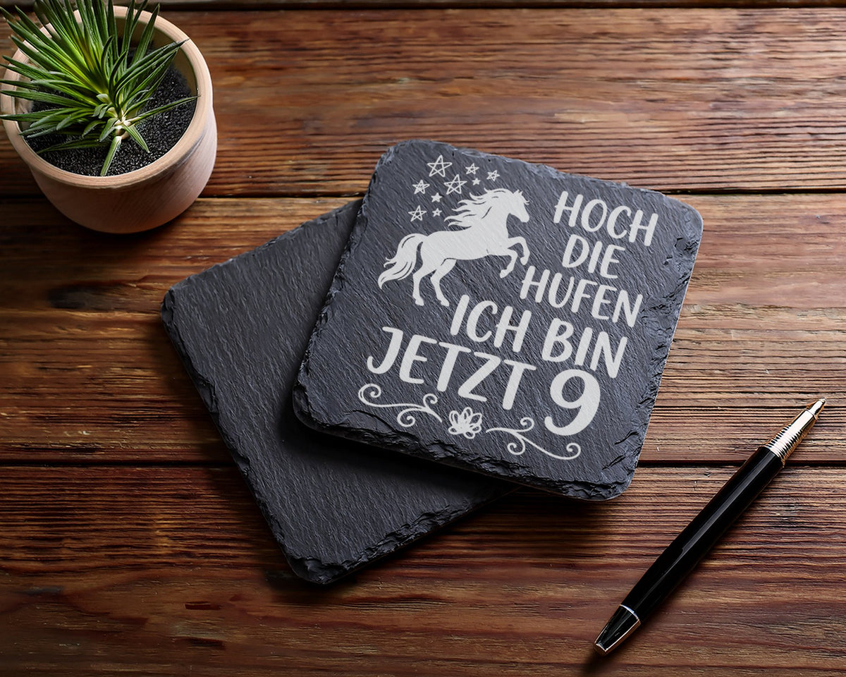 Schiefer Untersetzer Pferd Hoch Die Hufen Ich Bin Jetzt 9 - Geschenk f – Bild 5