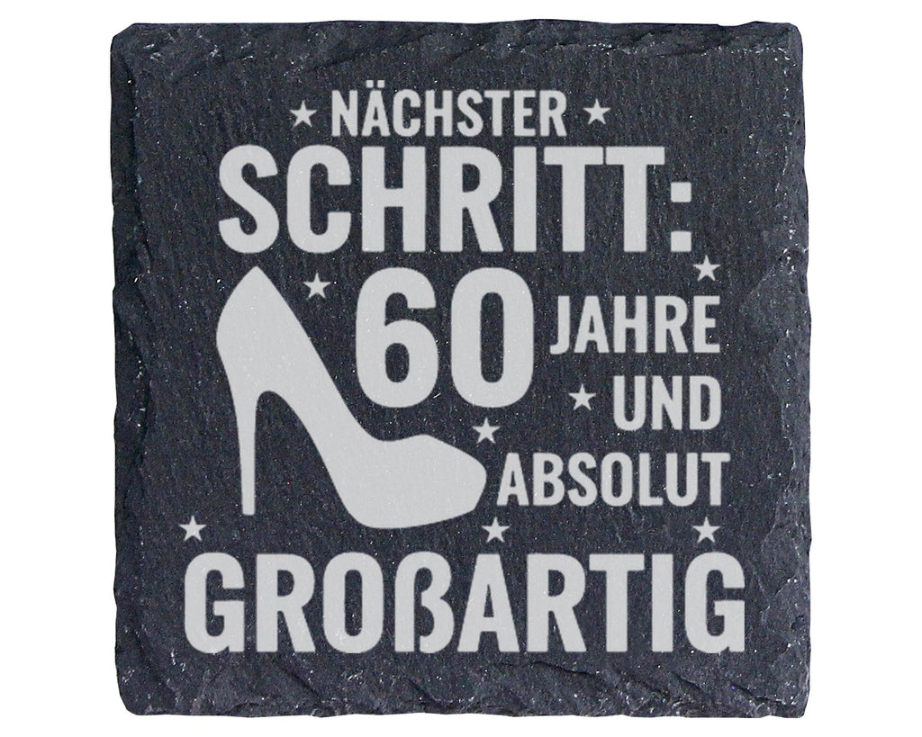 Schiefer Untersetzer 60 Jahre Absolut Großartig - Geschenk für Frau zu – Bild 1