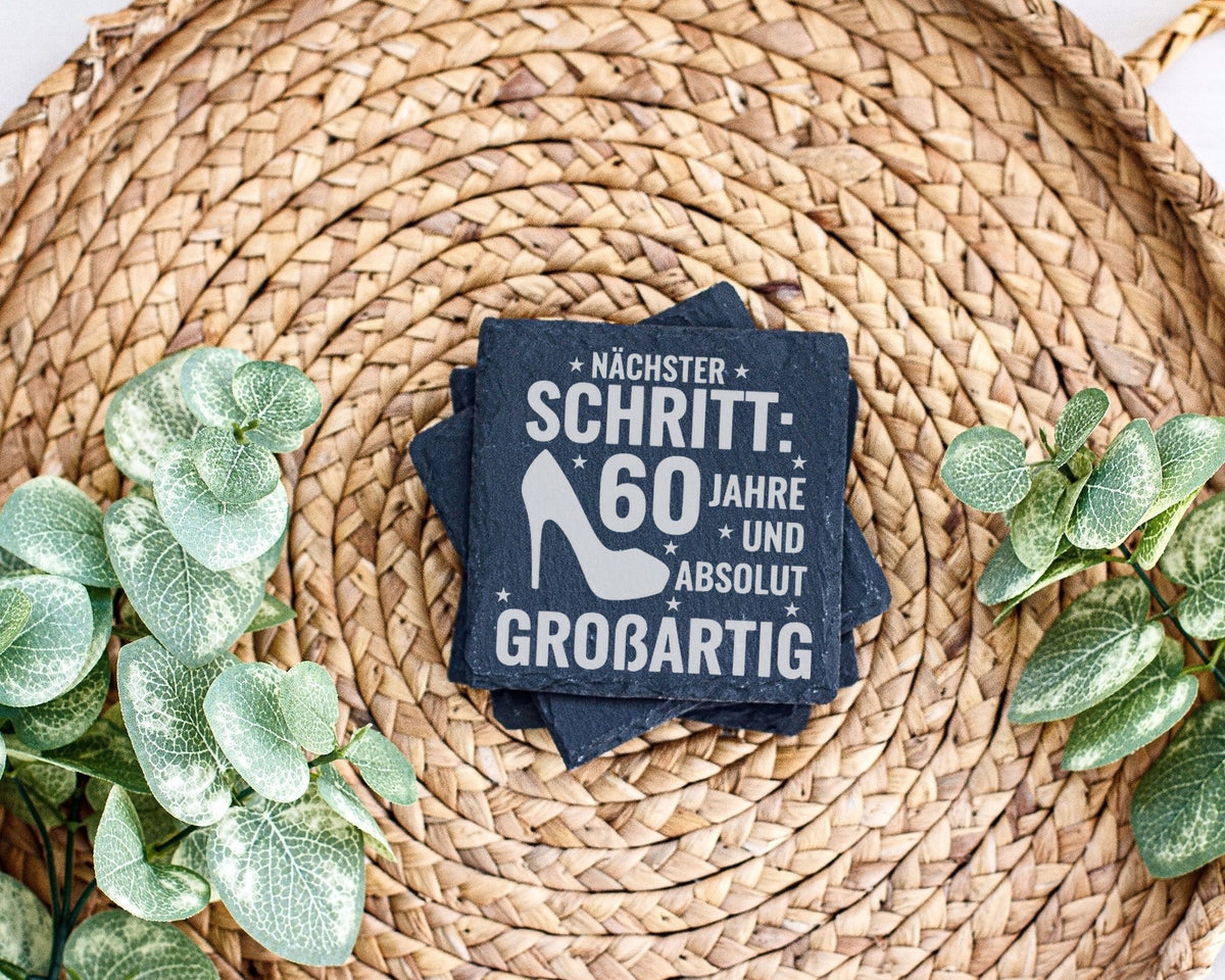 Schiefer Untersetzer 60 Jahre Absolut Großartig - Geschenk für Frau zu – Bild 3
