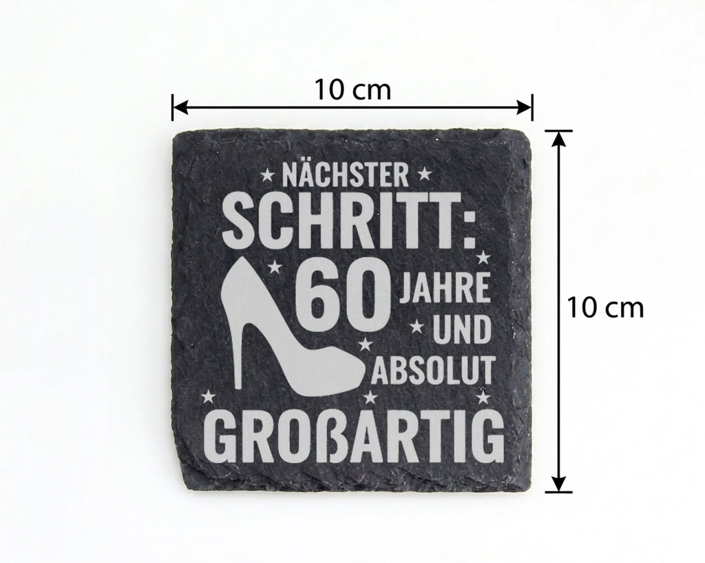 Schiefer Untersetzer 60 Jahre Absolut Großartig - Geschenk für Frau zu – Bild 4