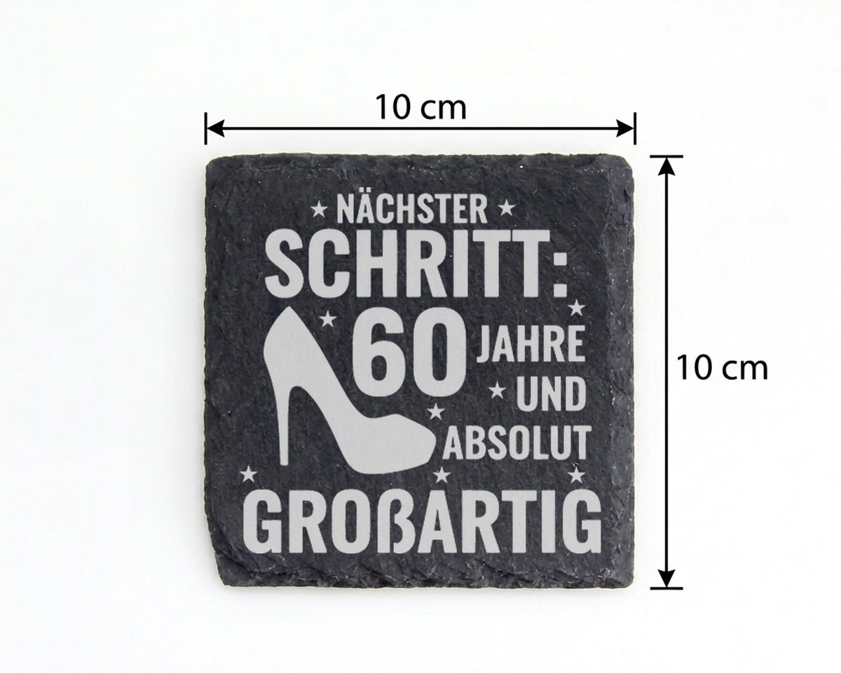 Schiefer Untersetzer 60 Jahre Absolut Großartig - Geschenk für Frau zu – Bild 4