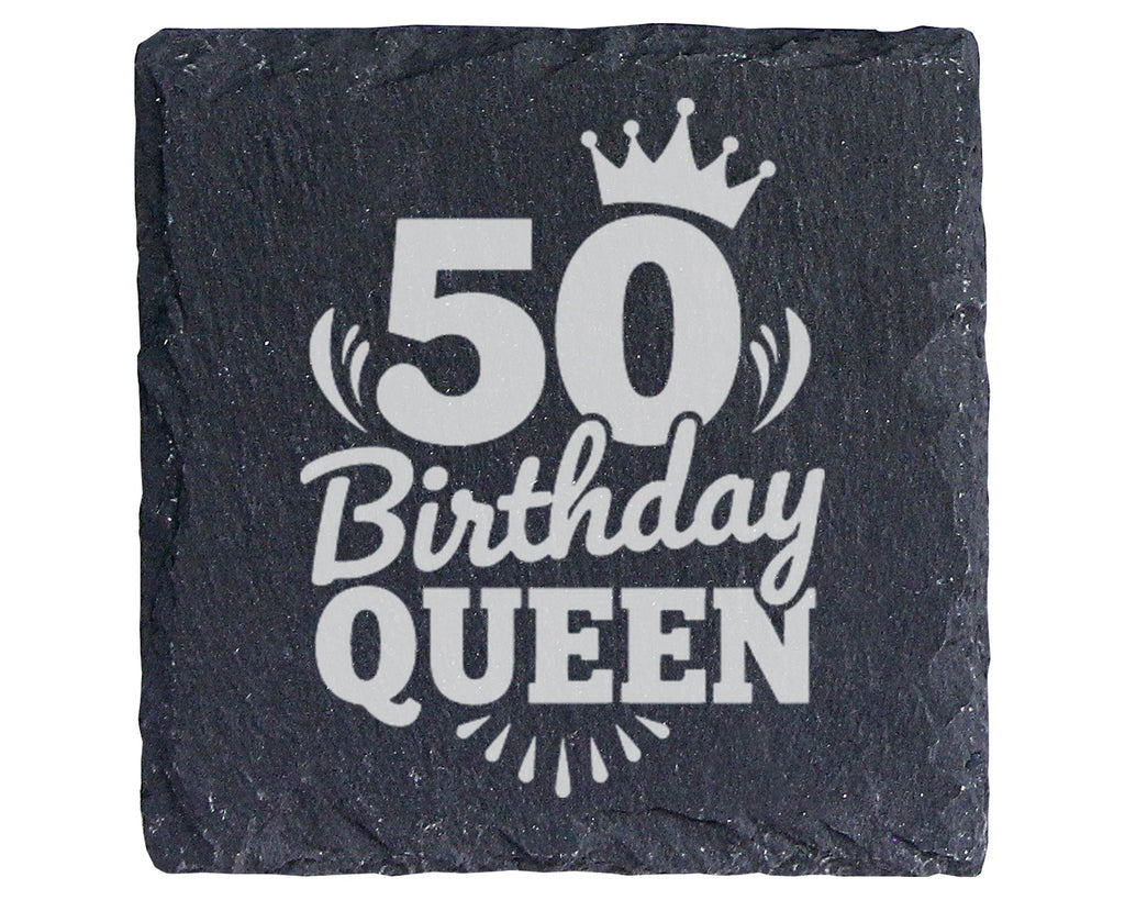 Schiefer Untersetzer Fünfzig Geburtstag Birthday Queen - Geschenk Für  – Bild 1