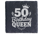 Schiefer Untersetzer Fünfzig Geburtstag Birthday Queen - Geschenk Für  – Bild 1