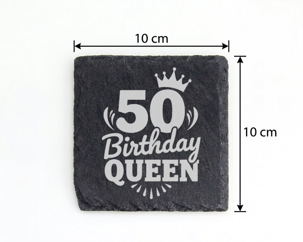 Schiefer Untersetzer Fünfzig Geburtstag Birthday Queen - Geschenk Für  – Bild 4