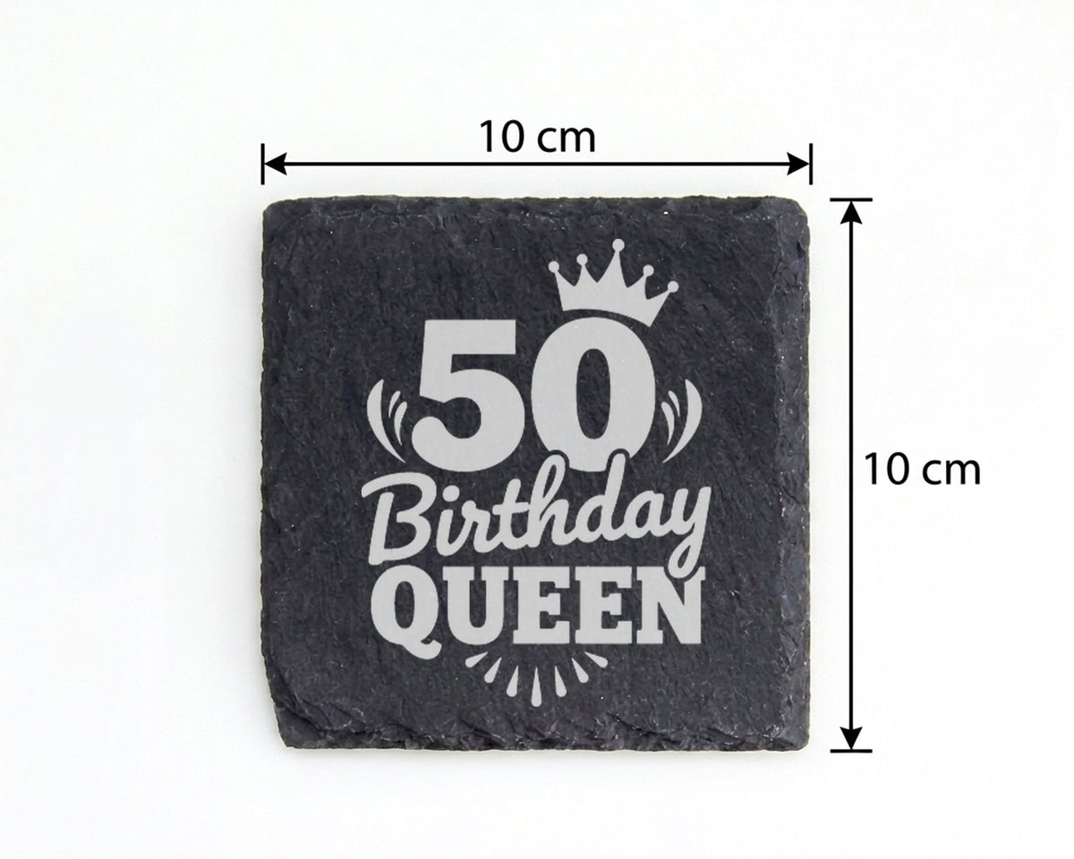 Schiefer Untersetzer Fünfzig Geburtstag Birthday Queen - Geschenk Für  – Bild 4