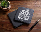 Schiefer Untersetzer Fünfzig Geburtstag Birthday Queen - Geschenk Für  – Bild 5