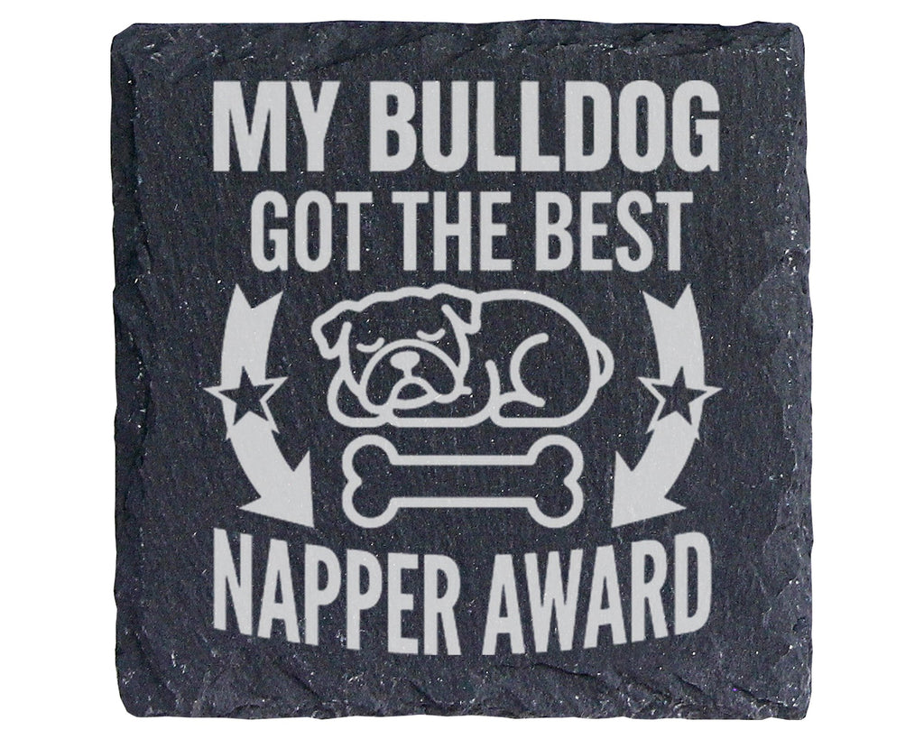 Schiefer Untersetzer Bulldogge Napper Award Schlafender Hund - Lustige – Bild 1