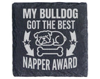 Schiefer Untersetzer Bulldogge Napper Award Schlafender Hund - Lustige – Bild 1