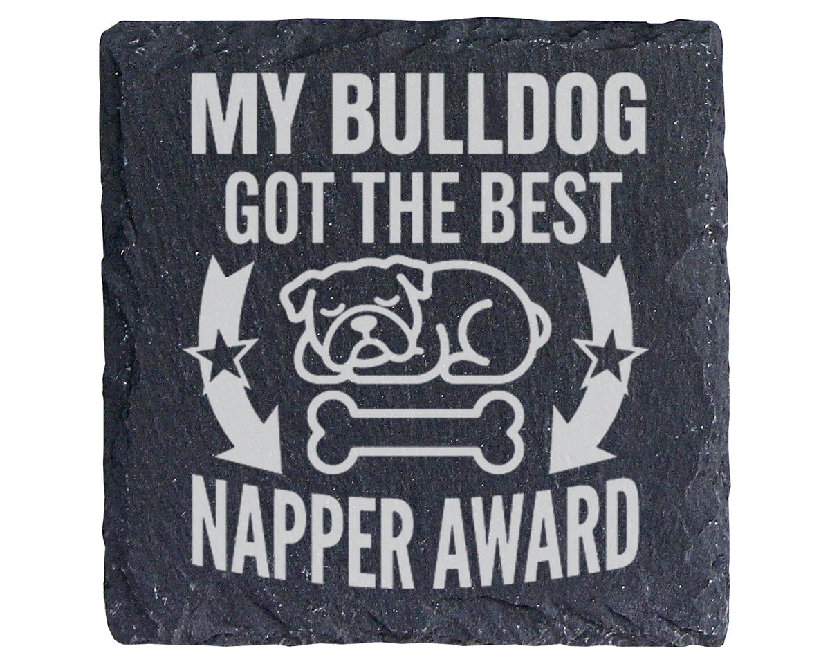 Schiefer Untersetzer Bulldogge Napper Award Schlafender Hund - Lustige – Bild 1