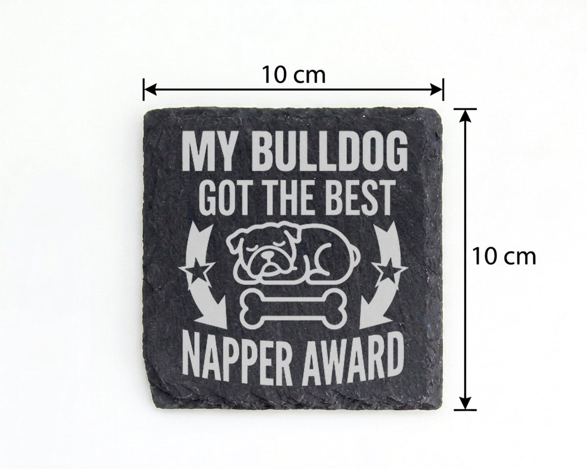 Schiefer Untersetzer Bulldogge Napper Award Schlafender Hund - Lustige – Bild 4